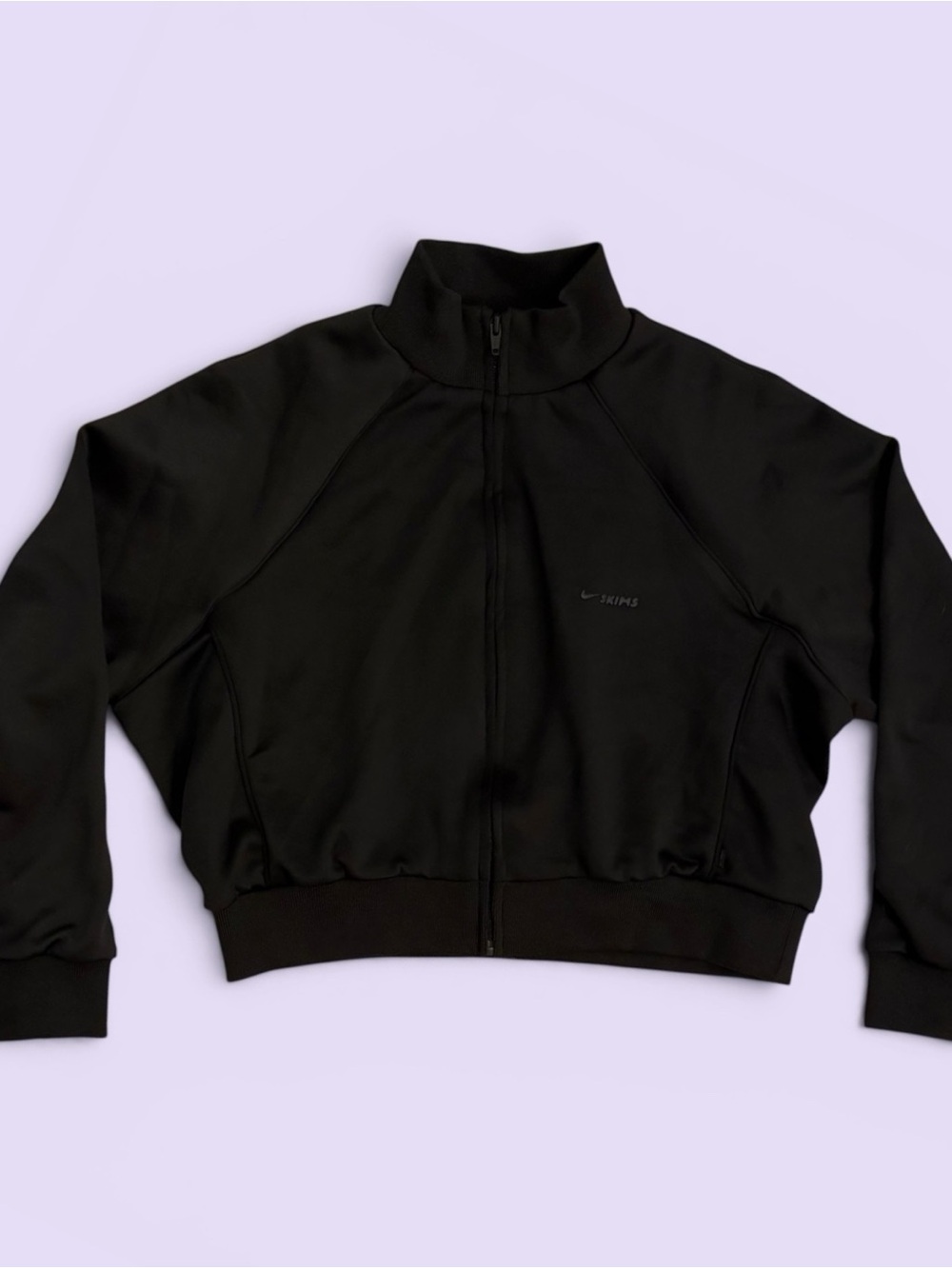 Nike x SKIMS Matte Tricot Cropped Track Jacket Black XL NWOT